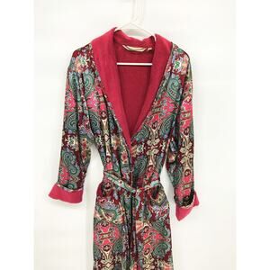 Vintage Victoria's Secret Multicolor Paisley Satin Fleece  Lined Robe Size M